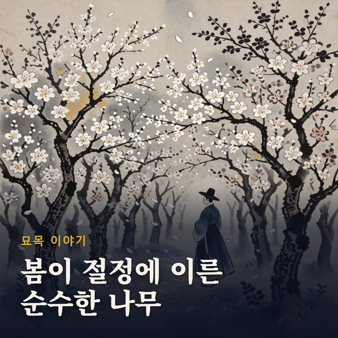 묘목 이야기 표지 — 봄이 절정에 이른 순수한 나무
