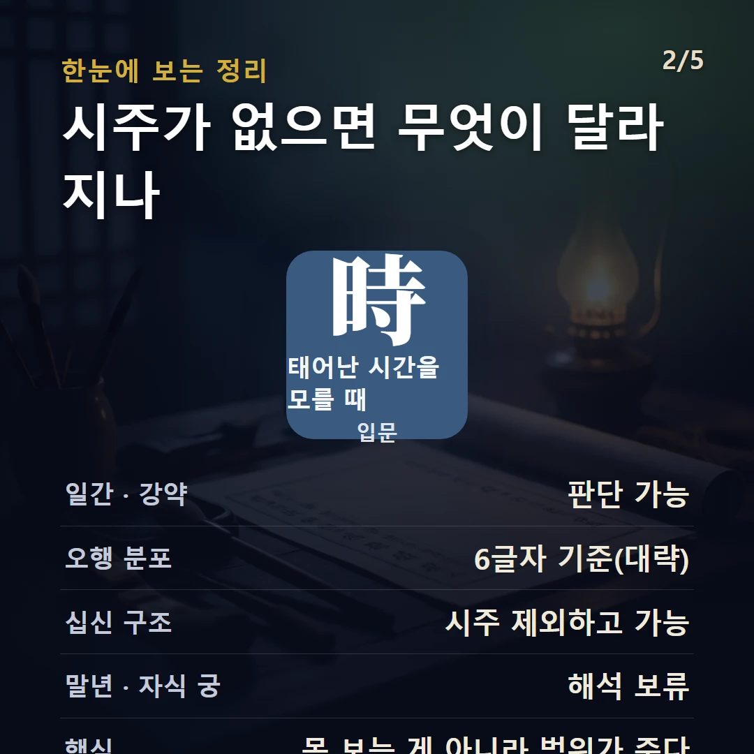 태어난 시간을 모를 때 구조 — 출생 시간을 모를 때 사주를 보는 법을 데이터로 정리