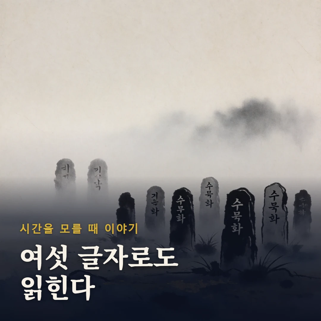 시간을 모를 때 이야기 표지 — 여섯 글자로도 읽힌다