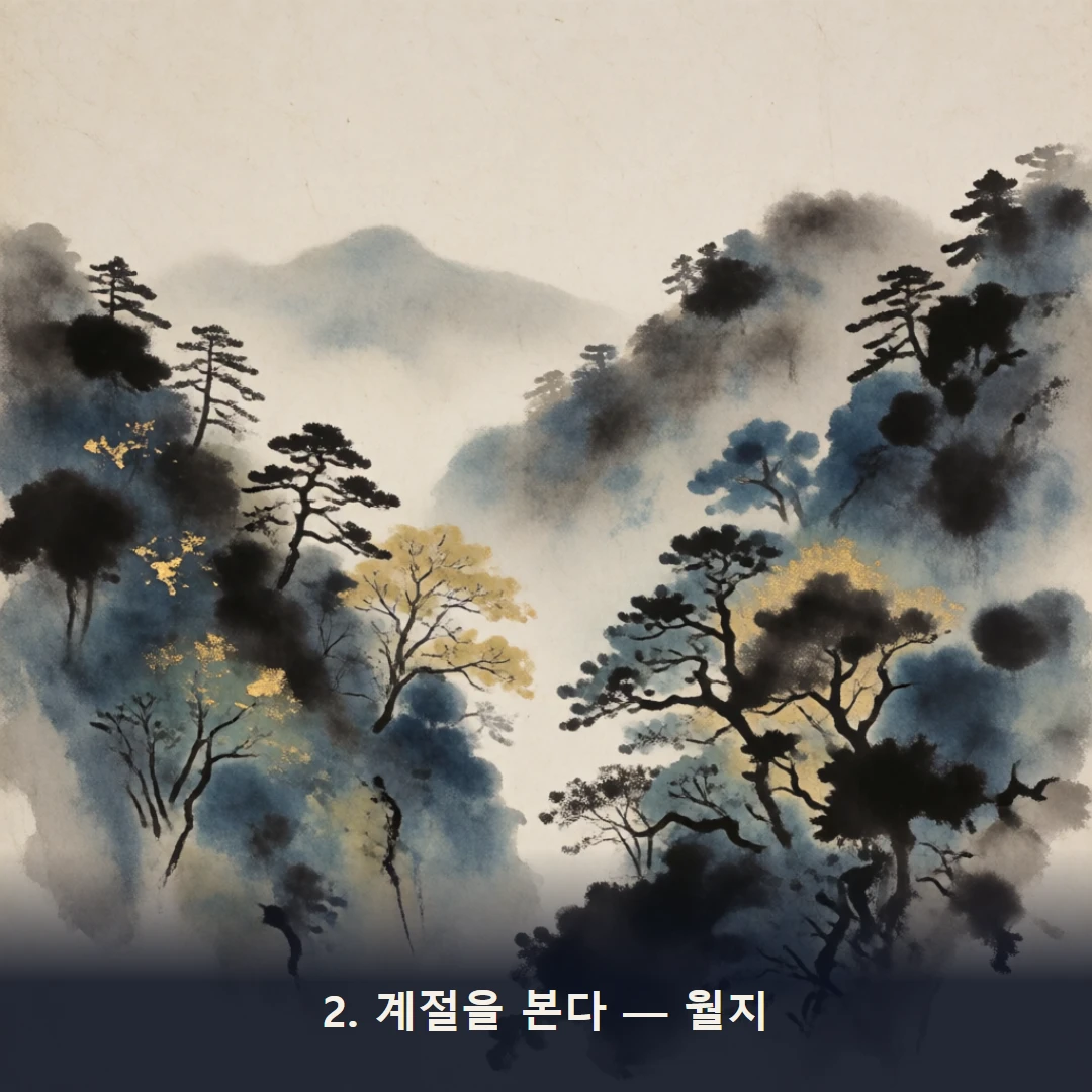 웹툰 2컷 — 2. 계절을 본다 — 월지