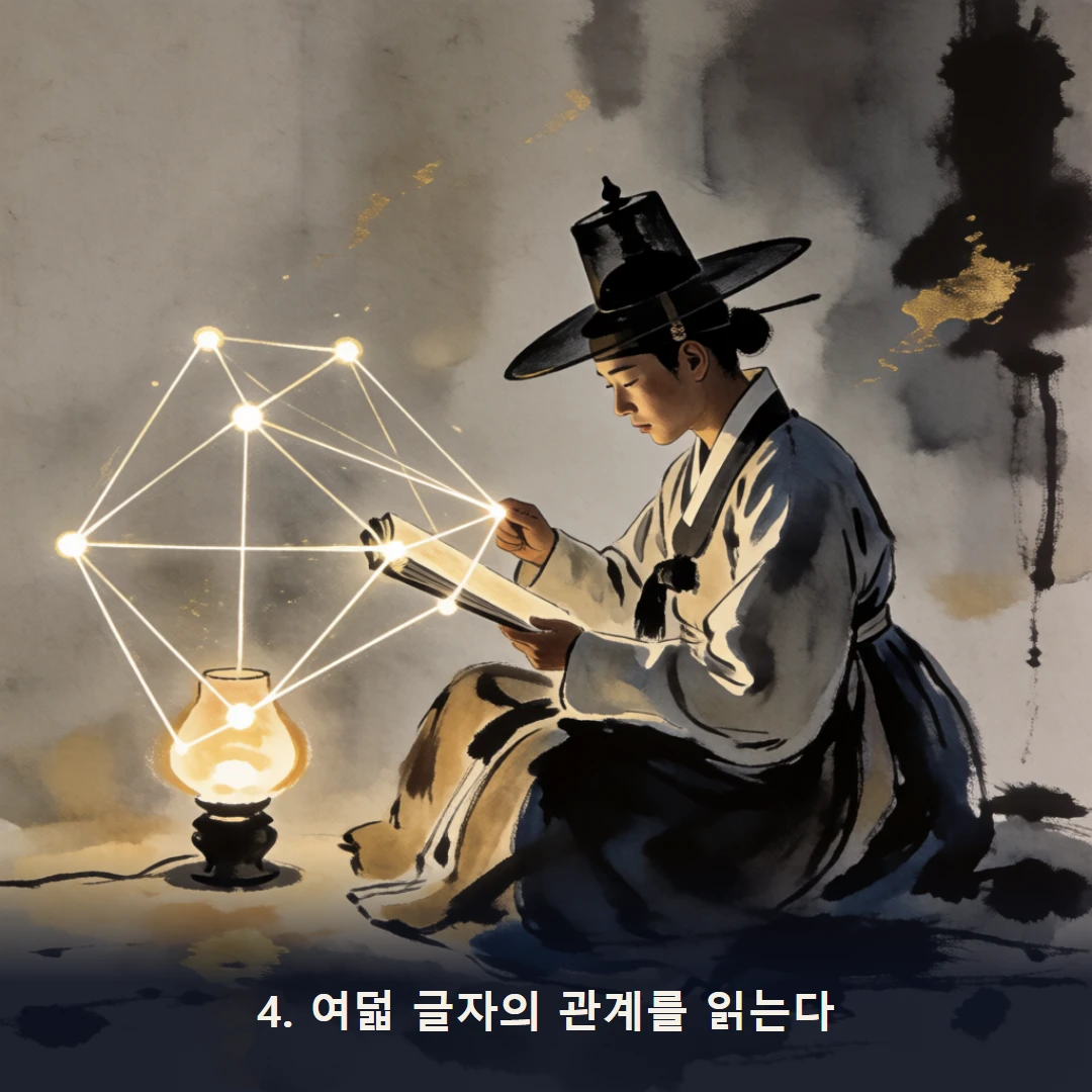 웹툰 4컷 — 4. 여덟 글자의 관계를 읽는다