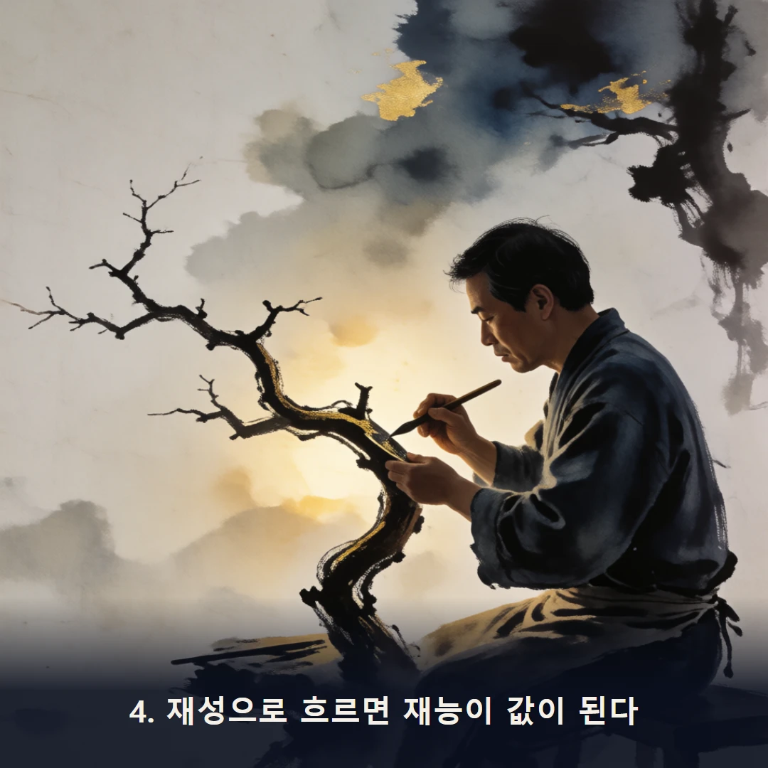 웹툰 4컷 — 4. 재성으로 흐르면 재능이 값이 된다