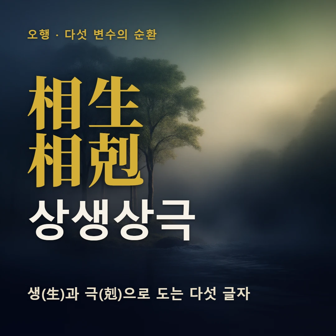 상생상극 표지 — 생(生)과 극(剋)으로 도는 다섯 글자