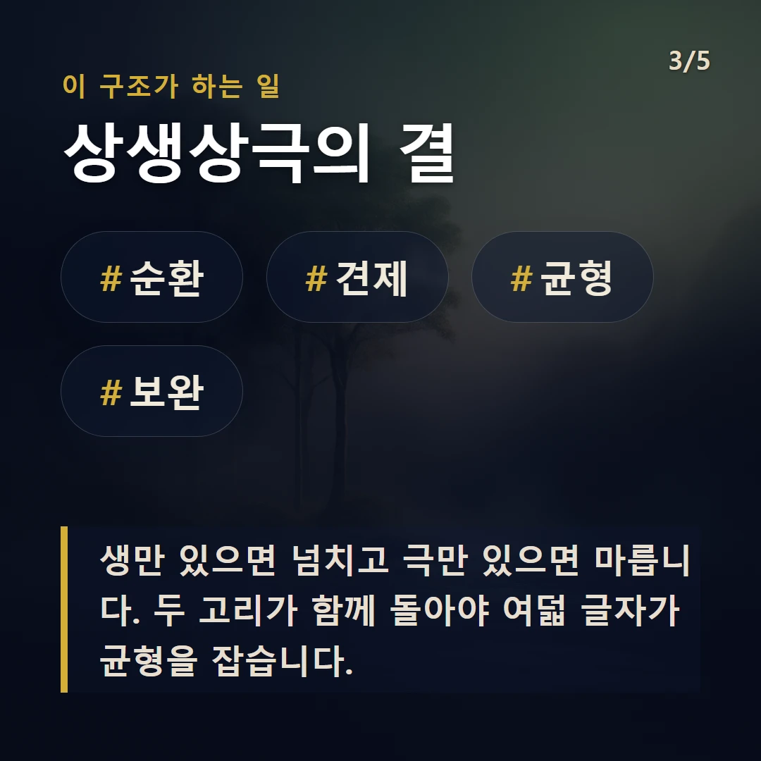 상생상극의 결 — #순환 #견제 #균형 #보완