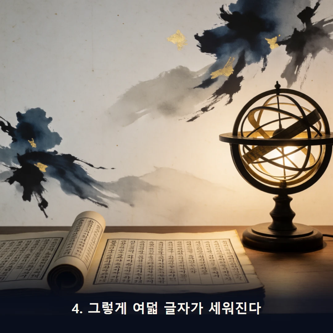 웹툰 4컷 — 4. 그렇게 여덟 글자가 세워진다
