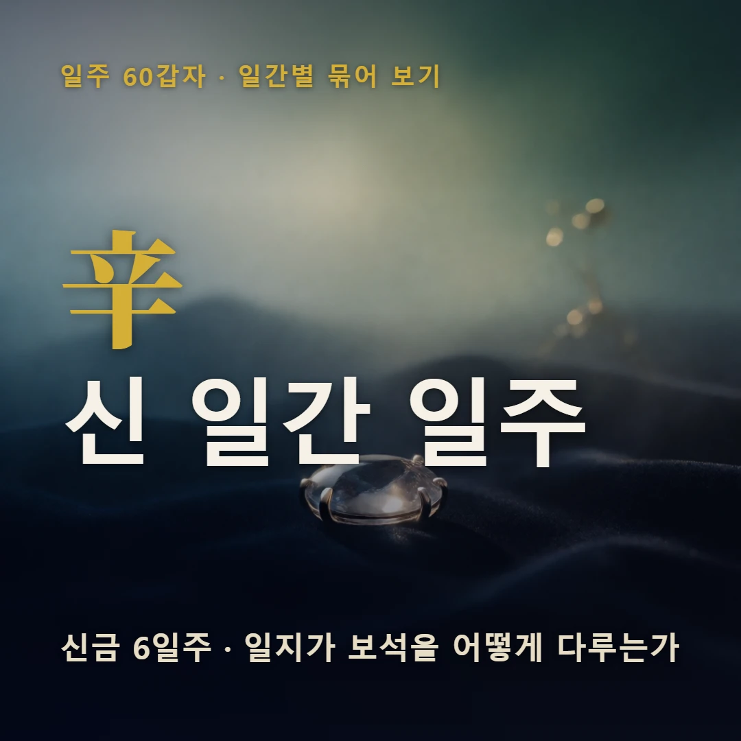 신 일간 일주 표지 — 신금 6일주 · 일지가 보석을 어떻게 다루는가