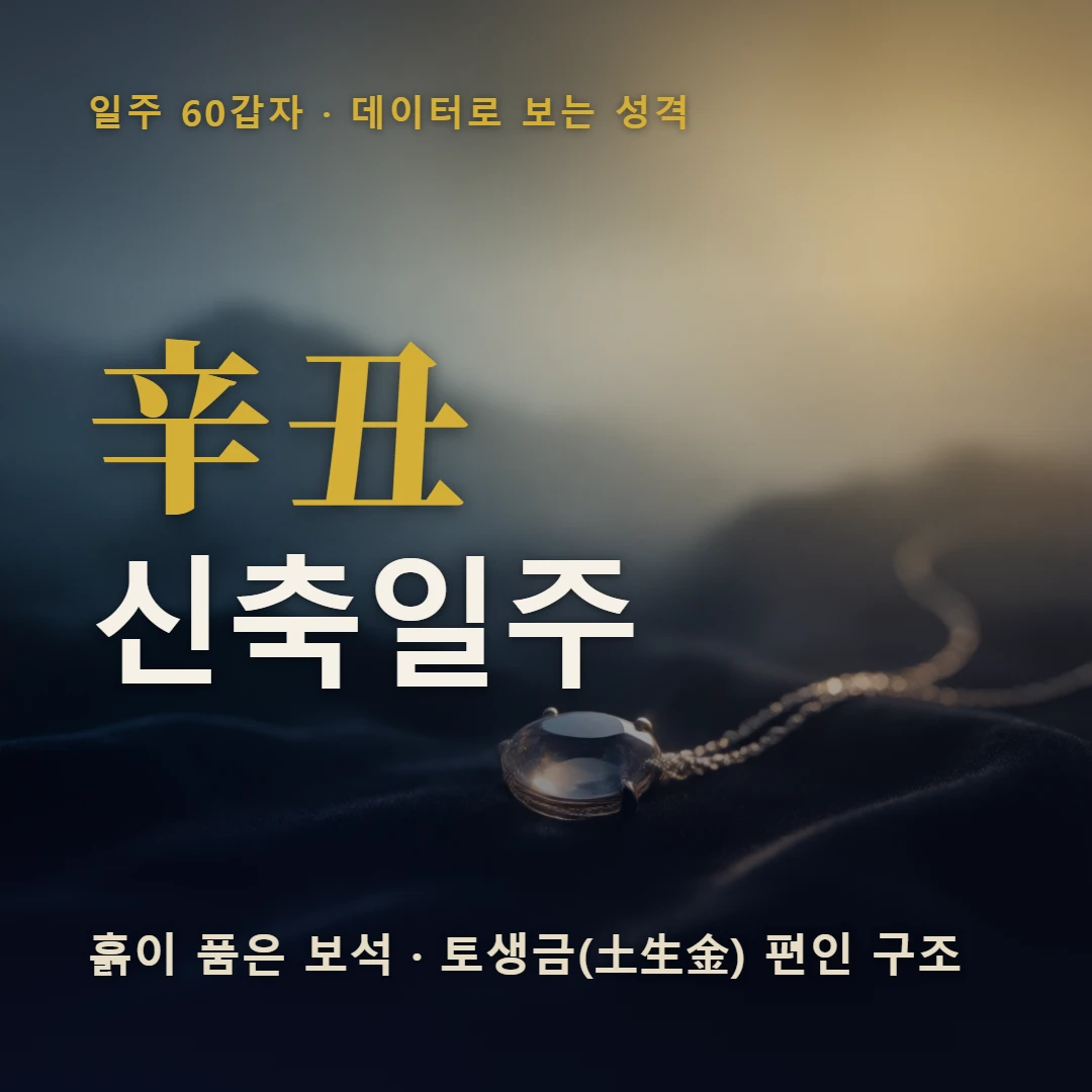 신축일주 표지 — 흙이 품은 보석 · 토생금(土生金) 편인 구조