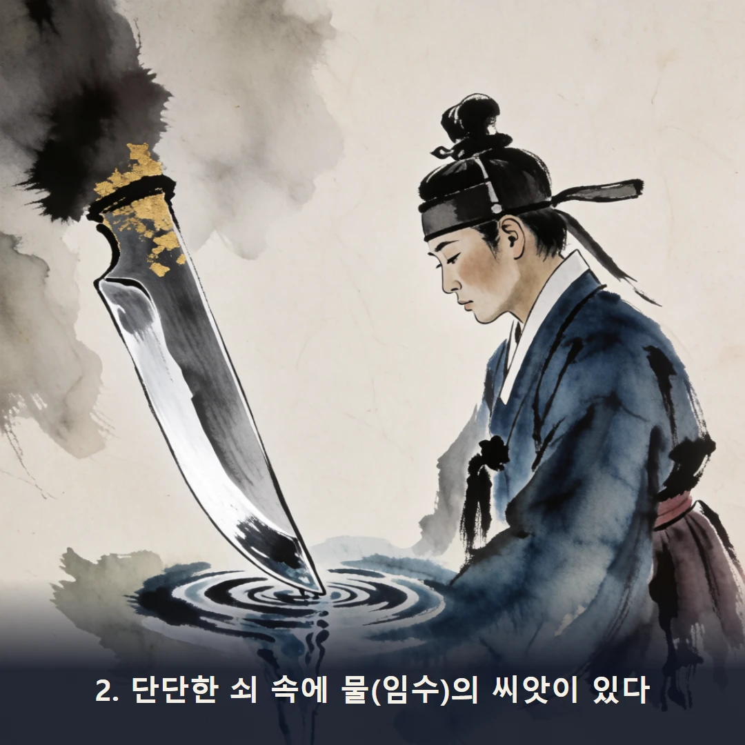 웹툰 2컷 — 2. 단단한 쇠 속에 물(임수)의 씨앗이 있다