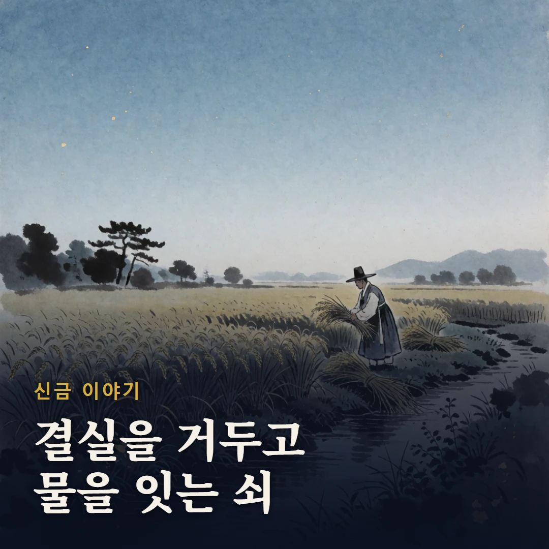 신금 이야기 표지 — 결실을 거두고 물을 잇는 쇠