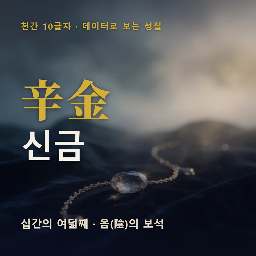 신금 표지 — 십간의 여덟째 · 음(陰)의 보석
