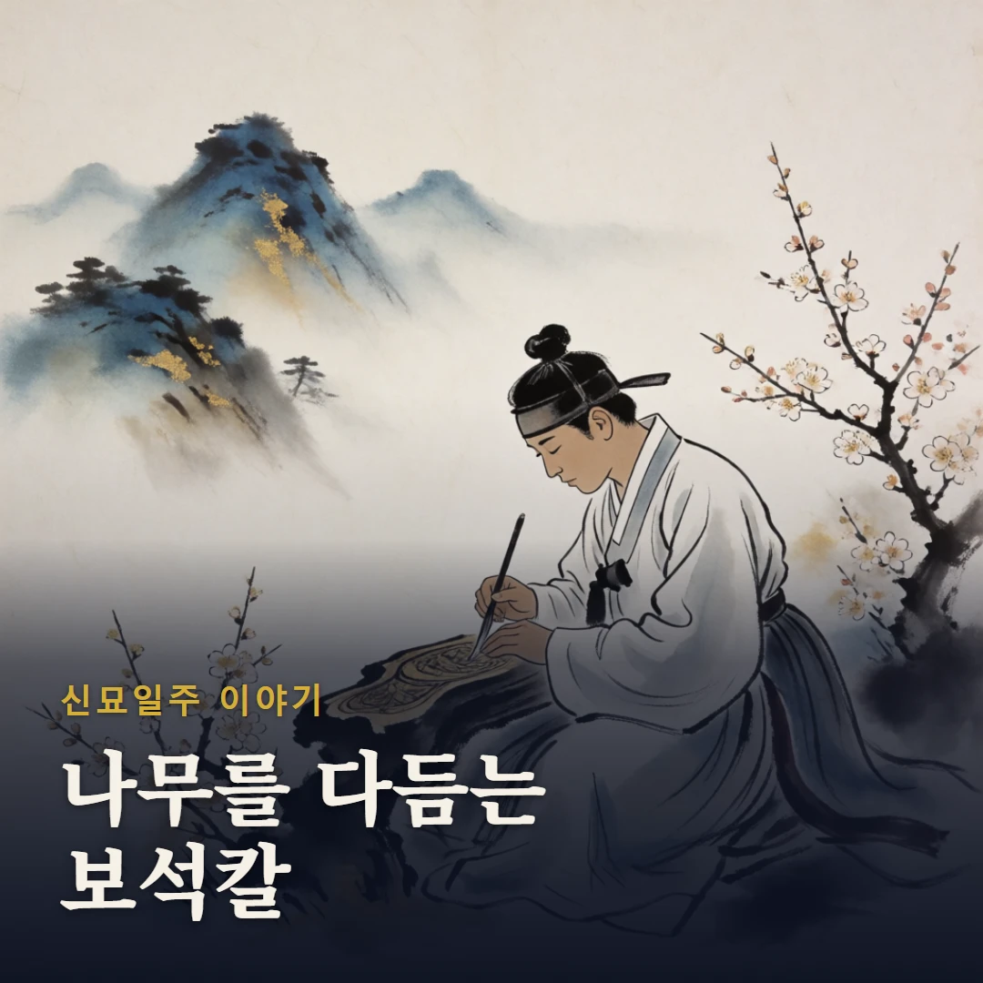 신묘일주 이야기 표지 — 나무를 다듬는 보석칼