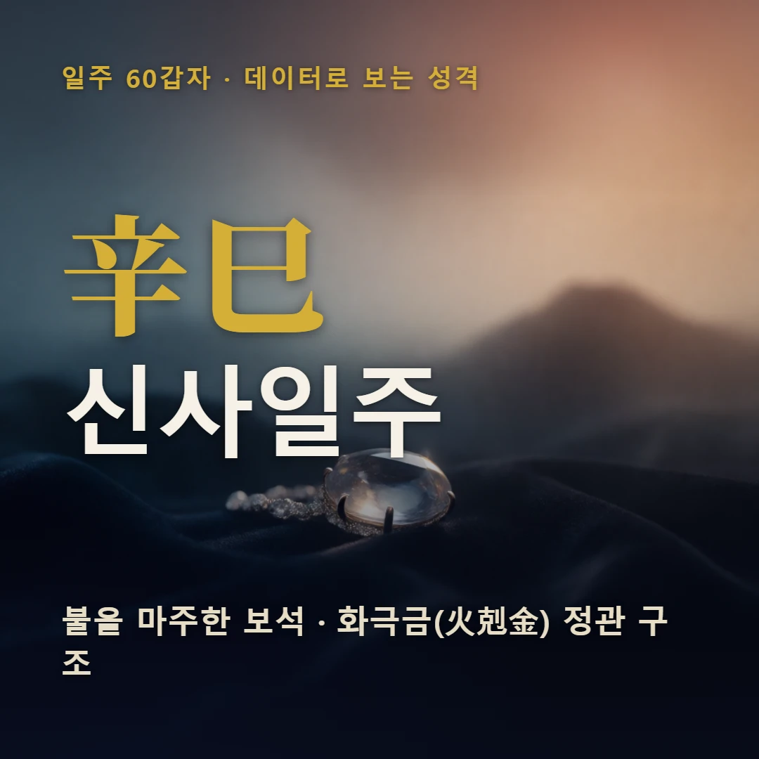 신사일주 표지 — 불을 마주한 보석 · 화극금(火剋金) 정관 구조