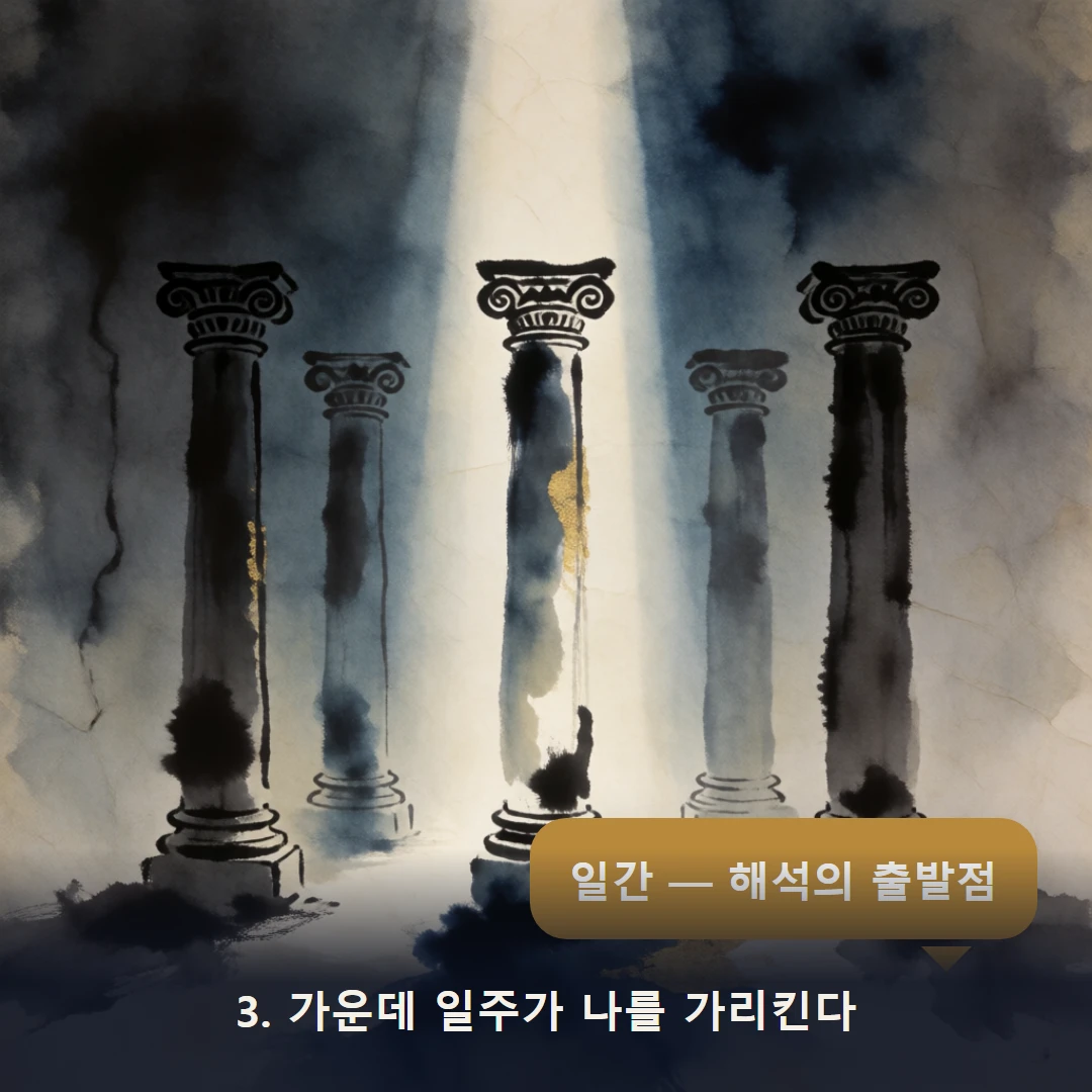 웹툰 3컷 — 3. 가운데 일주가 나를 가리킨다 (일간 — 해석의 출발점)