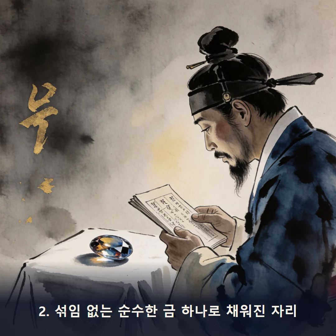 웹툰 2컷 — 2. 섞임 없는 순수한 금 하나로 채워진 자리